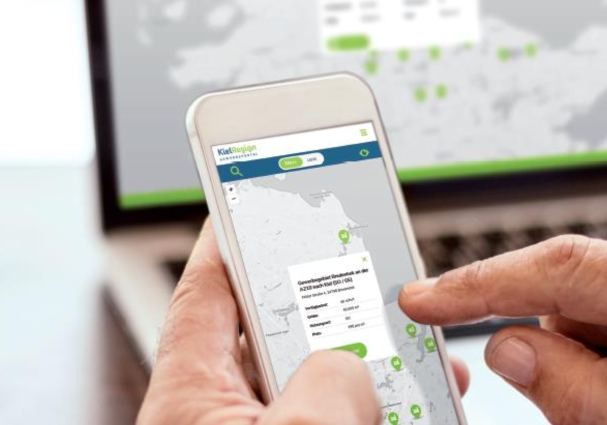 Screenshot des Gewerbeportals der KielRegion